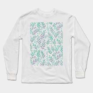 Watercolor branches - pastel green and very peri Long Sleeve T-Shirt
